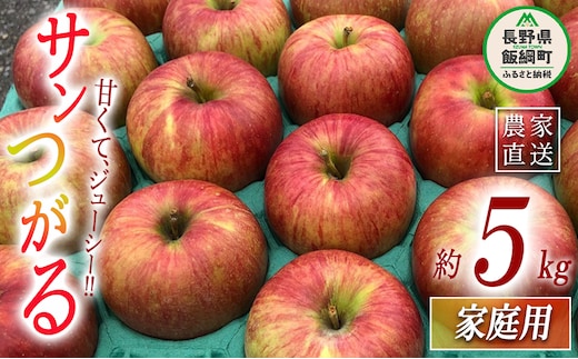 りんご サンつがる 家庭用 5kg 丸西農園 沖縄県への配送不可 2026年9月上旬頃から2026年9月中旬頃まで順次発送予定 令和8年度収穫分 特別栽培農産物 ( 除草剤 化学肥料 不使用 ) 信州 果物 フルーツ リンゴ 林檎 長野 予約 農家直送 長野県 飯綱町 [0723]