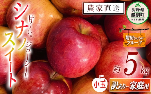 りんご シナノスイート 家庭用 〜 訳あり ( 小玉 ) 5kg 増田ファーム 沖縄県への配送不可 2026年10月上旬頃から2026年10月中旬頃まで順次発送予定 令和8年度収穫分 信州 果物 フルーツ リンゴ 林檎 長野 予約 農家直送 長野県 飯綱町 [0938]