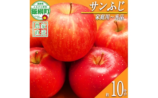 りんご サンふじ 家庭用 ～ 秀 10kg やまじゅうファーム 2026年12月中旬頃から2026年12月下旬頃まで順次発送予定 令和8年度収穫分 信州の環境にやさしい農産物 減農薬栽培 長野県 飯綱町 [1397]