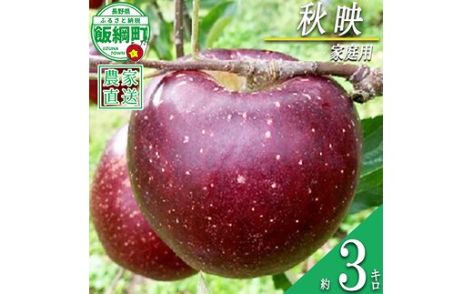 りんご 秋映 家庭用 3kg ファームトヤ 沖縄県への配送不可 2026年10月上旬頃から2026年10月下旬頃まで順次発送予定 令和8年度収穫分 信州 果物 フルーツ リンゴ 林檎 秋映 りんご3兄弟 長野 予約 農家直送 長野県 飯綱町 [1419]