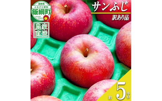 りんご サンふじ 訳あり 5kg ファームたんぽぽ 沖縄県への配送不可 2026年12月上旬頃から2027年1月下旬頃まで順次発送予定 令和8年度収穫分 信州 果物 フルーツ リンゴ 林檎 長野 予約 農家直送 長野県 飯綱町 [1473]