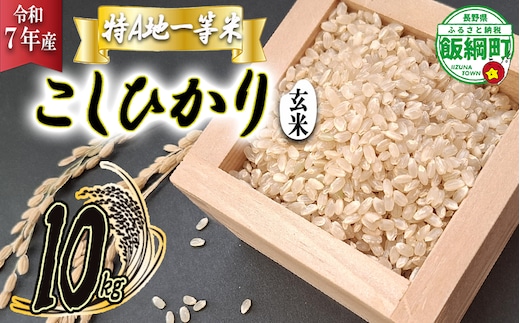 【 特A一等米 / コシヒカリ 】 玄米 こしひかり 10kg ( 令和7年産 ) ふるさと振興個社 2025年11月上旬頃から順次発送予定 コシヒカリ 玄米 お米 信州 予約 農家直送 長野県 飯綱町 [1560]