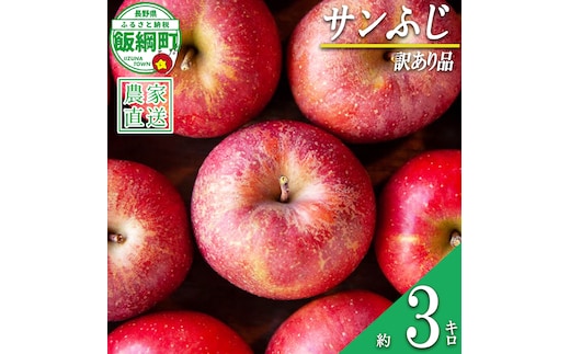 りんご サンふじ 訳あり 3kg 松澤農園 沖縄県への配送不可 2026年11月下旬頃から2027年2月下旬頃まで順次発送予定 令和8年度収穫分 長野県 飯綱町 [1809]