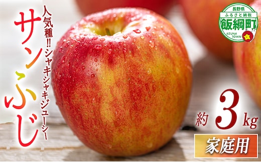 りんご サンふじ 家庭用 3kg 相澤農園 2025年11月中旬頃から2026年2月上旬頃まで順次発送予定 沖縄県への配送不可 令和7年度収穫分 長野県 飯綱町 [1855]