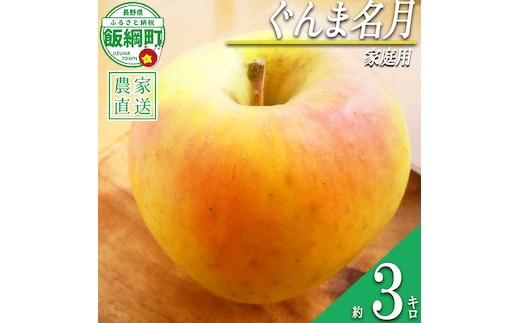 りんご いいづな産 ぐんま名月 家庭用 3kg 大友農場 エコファーマー認定 沖縄県への配送不可 2026年11月上旬頃から2026年11月下頃まで順次発送予定 令和8年度収穫分 信州 果物 フルーツ リンゴ 林檎 長野 予約 農家直送 長野県 飯綱町 [1549]