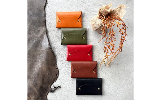 本革 差し込みフラップ名刺入れ・カードケース 栃木レザー ファッション小物 革小物 シンプル スリム設計 キャメル