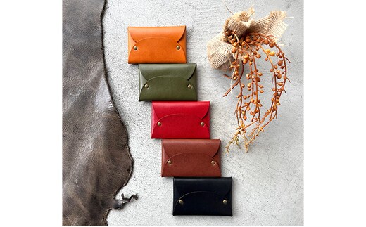 本革 差し込みフラップ名刺入れ・カードケース 栃木レザー ファッション小物 革小物 シンプル スリム設計 レッド