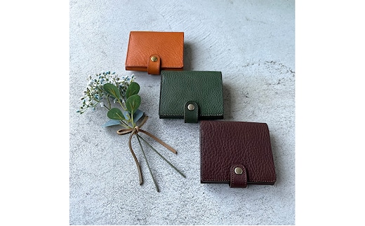 本革 スクエア二つ折り財布 シボ入り栃木レザー ファッション小物 革小物 レザー小物 ウォレット シンプル コンパクト お札入れ 小銭入れ カード入れ オープンポケット ダークブラウン