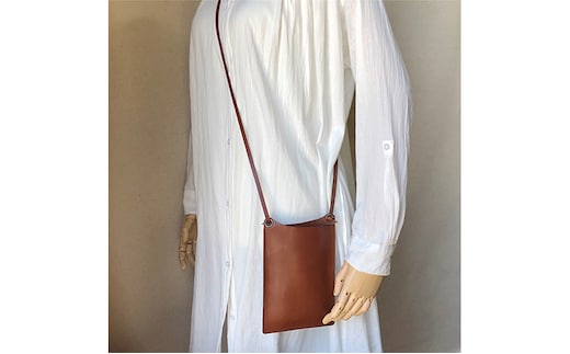 本革 スマホショルダー 栃木レザー ファッション小物 革小物 レザー小物 ショルダーバッグ シンプル ショルダーポーチ 牛革 カードポケット付き レッド