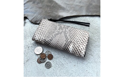 本革 L字ファスナー長財布 ダイヤモンドパイソンレザー ファッション小物 イタリアンレザー プレゼント ギフト 