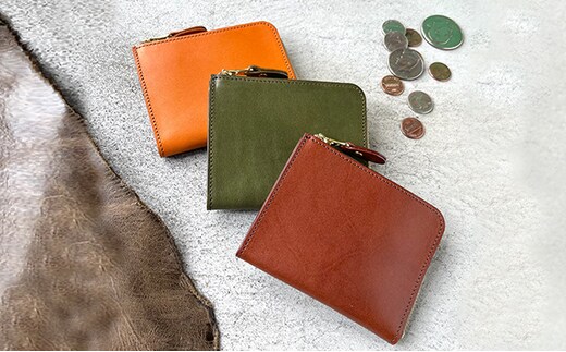 革財布 本革 L字ファスナー ミニ財布 栃木レザー レザー財布 美濃市キャメル