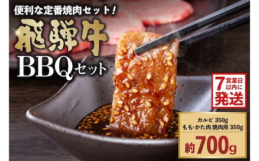 飛騨牛BBQセット（カルビ350g、もも・かた肉 焼き肉用350g）【0016-022】 within2025