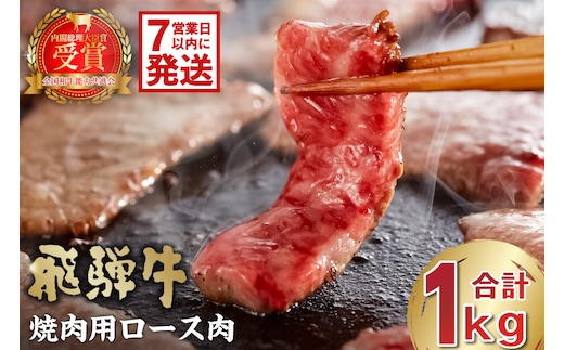 飛騨牛 焼肉用ロース1kg（500ｇ×2）【0016-053】 within2025