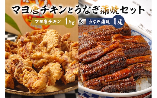 「マヨ唐チキン」と「炭かおる地焼き うなぎ蒲焼（たれ付）」のセット【0021-013】
