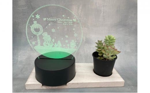 クリスマス カラフルタッチ2個セット（MerryChristmas雪だるまとツリー） | クリスマス インテリア クリスマスグッズ 飾り 多肉 植物 小物 光る LED 色が変わる 6色 電池式 USB式 兼用タイプ ※2026年12月～発送