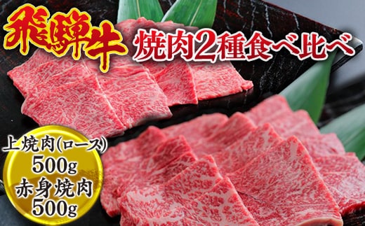 飛騨牛 焼肉2種食べ比べ （上焼肉（ロース）500g、赤身焼肉500g） ※離島への配送不可