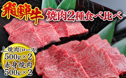 飛騨牛 焼肉2種食べ比べ （上焼肉（ロース）500g×2、赤身焼肉500g×2） ※離島への配送不可