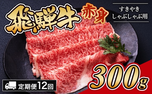 【12ヵ月定期便】飛騨牛赤身すきやき・しゃぶしゃぶ用 300g｜牛肉 和牛 国産 瑞穂市 岐阜県 ※離島への配送不可