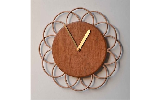 【YARN】お花のような時計 マホガニーの時計【L】｜雑貨 日用品 工芸品 とけい スイープムーヴメント インテリア ※離島への配送不可