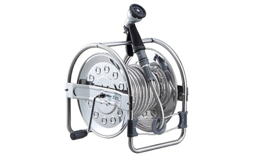 オールステンレス蛇腹ホースリール（20m）｜雑貨 日用品 高級感 ※離島への配送不可