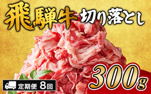 【8ヵ月定期便】飛騨牛切り落とし 300g ｜ 牛肉 和牛 国産 切り落し 切落し 定期便 スライス すき焼き カレー 赤身 赤身肉 牛 肉 夜ごはん 晩ごはん ご飯 おかず おすすめ 瑞穂市 岐阜県