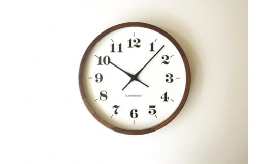 KATOMOKU ウォールナットの無垢材の木枠SKP電波時計
