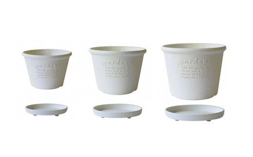 浅型ポット＆プレート 3サイズ12点セット(ホワイト)