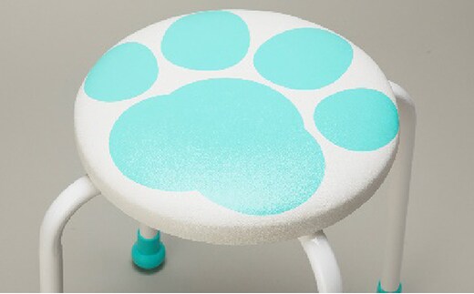かわいい肉球柄のスツール（イス） 【配送不可：北海道・沖縄・離島】 雑貨 日用品 インテリア ブルー