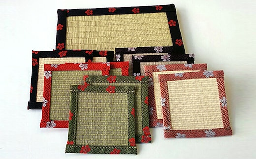 HANA咲く畳コ−スタ−花台ブラックセット 民芸品 工芸品 雑貨 日用品 