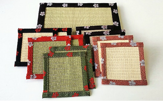 HANA咲く畳コ−スタ−花台ブラウンセット 民芸品 工芸品 雑貨 日用品 