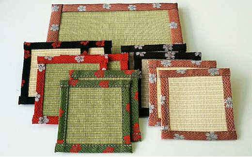 HANA咲く畳コ−スタ−花台ピンクセット 民芸品 工芸品 雑貨 日用品 