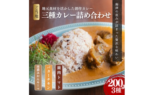 オリジナルご当地三種カレー詰め合わせ (南濃みかん・バターチキンカレー・鹿肉トマト) カレー ご当地カレー 詰め合わせ セット 岐阜 海津市