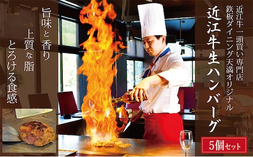 【近江牛一頭買い専門店・鉃板ダイニング天満オリジナル】近江牛生ハンバーグ5個セット