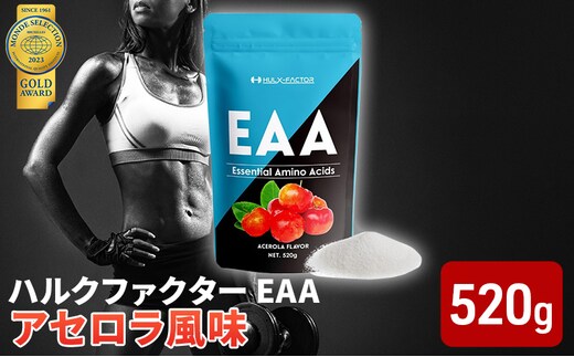 モンドセレクション金賞 ハルクファクター EAA アセロラ風味 人工甘味料不使用 大容量 520g 必須アミノ酸 BCAA プロテイン 人気 おいしい 筋トレ サプリメント 美容 燃焼系 ダイエット サプリ 国産 楽天ランキング1位 