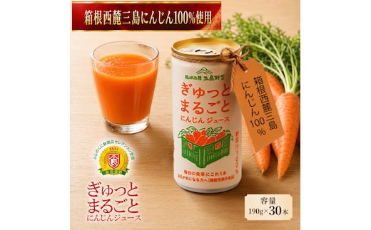 にんじん 100％ ジュース 190g 30本 セット 野菜ジュース 人参 箱根西麓 国産 濃厚 甘味 朝食 贈り物 ギフト 三島市 静岡県