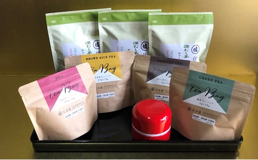イケメン茶農家 佐京園 深蒸し新茶大入りティーバッグ＆ティーバッグ4種セット 緑茶 飲料類 玄米茶 お茶 ほうじ茶 