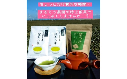 ちょっと贅沢♪ 特上深蒸し煎茶リーフと上煎茶ティーバッグ お茶 飲み比べ セット 地産100％ 一番茶 静岡 島田市