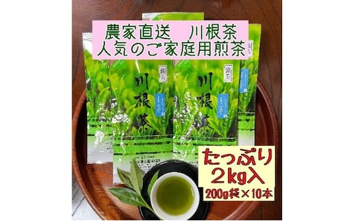 川根茶 ご家庭用 普通煎茶やまびこ２kg (200g袋×10袋セット) お茶 緑茶 川根産 南アルプス 高級茶 自家製茶園 2kg