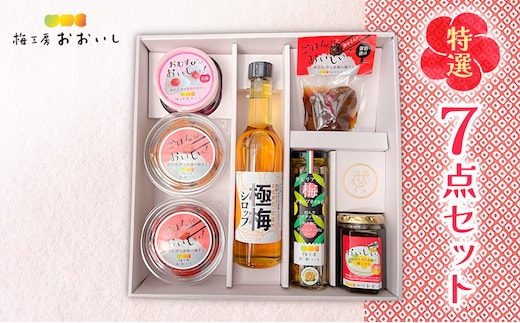 ★梅干し★7点セット 贈り物 ギフト 人気 厳選 島田市 梅ジャム 小梅 梅シロップ 白干し しそ漬け オリーブオイル漬け 醤油漬け 