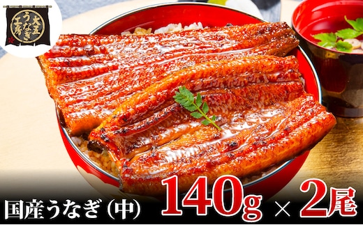 うなぎ蒲焼 140g×2尾(280g) うなぎ ウナギ 鰻 蒲焼 蒲焼き冷凍 国産 大五 大五通商 静岡 島田市