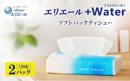 ティッシュ 【ふるさと納税】エリエール+Water（プラスウォーター）ソフトパックティシュー120組2パック ティシューペーパー 保湿 保湿ティッシュ 日用品 消耗品 静岡 静岡県 島田市