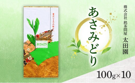 お茶 高級煎茶 あさみどり 100g×10 ミル芽 厳選 ブレンド 日本茶 煎茶 味わい深い すっきり 甘み 上品 旨味 柔らかな香り コク 贈り物 ギフト プレゼント 島田市 静岡県