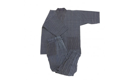 天然にこだわった自慢の逸品 【みくりや染織】正藍染手織り木綿作務衣上下一式（上下刺し子織り）