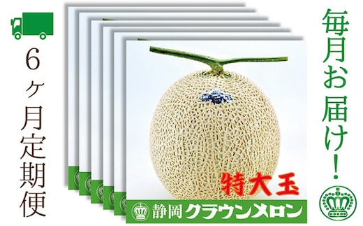【6ヶ月定期便】クラウンメロン（白等級）特大玉 1玉入 果物類 メロン青肉 