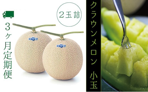 【3ヶ月定期便】クラウンメロン（白等級）小玉 ２玉入 果物類 メロン青肉 