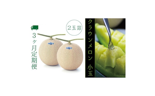 【3ヶ月定期便】クラウンメロン（白等級）小玉 ２玉入 果物類 メロン青肉 