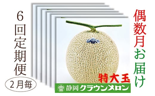 【偶数月6回定期便】クラウンメロン（白等級）特大玉 1玉入 果物類 メロン青肉 クラウンメロン特大 フルーツ 