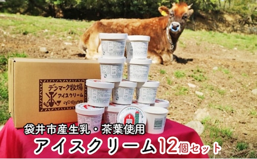 デンマーク牧場のアイスクリーム ミルク8個・ほうじ茶４個セット 焙茶 人気 厳選 袋井市 スイーツ ひんやりスイーツ デザート 食後 おやつ 袋井市産茶葉使用 夏 涼 食べ比べ 詰め合わせ 