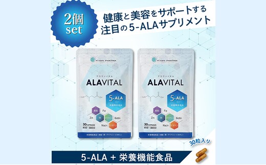 アラヴァイタル（5-ALAサプリメント）30粒入り おまとめ2個セット 健康食品 アミノ酸 健康 ヘルシー 美容 人気 厳選 袋井市 加工食品 天然アミノ酸 亜鉛 鉄 ナイアシン ビオチン 栄養補給食品 