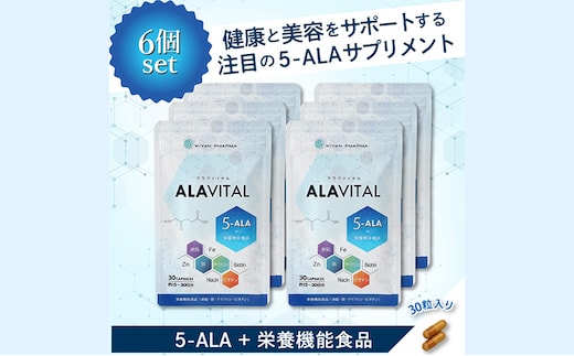 アラヴァイタル（5-ALAサプリメント）30粒入り おまとめ6個セット 健康食品 アミノ酸 健康 ヘルシー 美容 人気 厳選 袋井市 加工食品 天然アミノ酸 亜鉛 鉄 ナイアシン ビオチン 栄養補給食品 